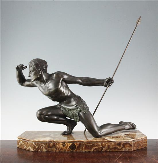 Roncourt. A bronze figure of a man The Hunter, H. 20in.